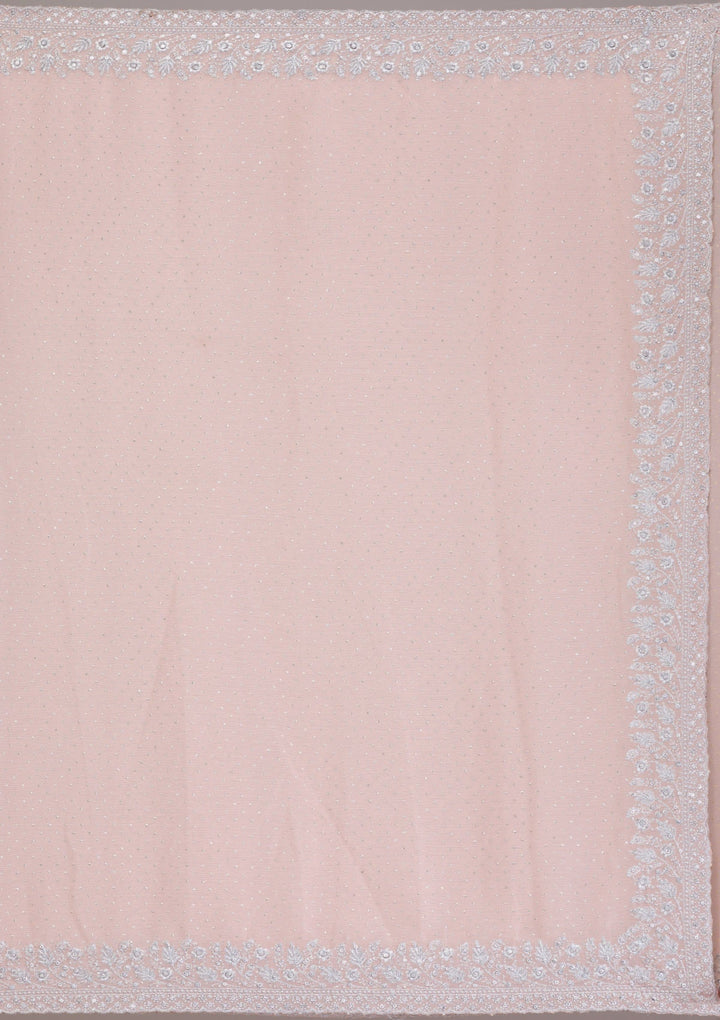 Peach Threadwork Georgette Saree-Koskii
