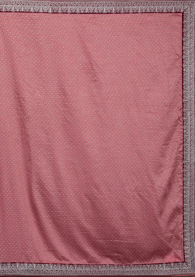 Peach Threadwork Raw Silk Saree-Koskii