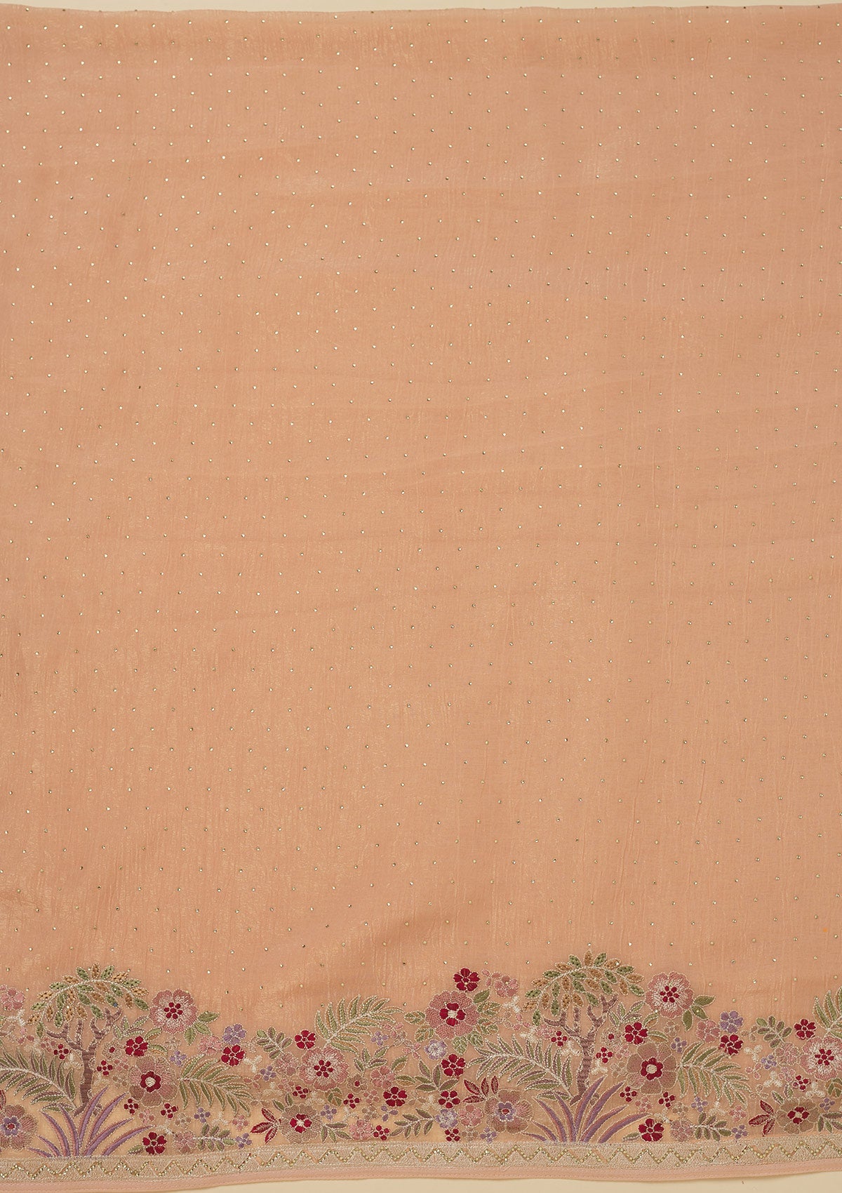 Peach Threadwork Tissue Unstitched Salwar Suit-Koskii