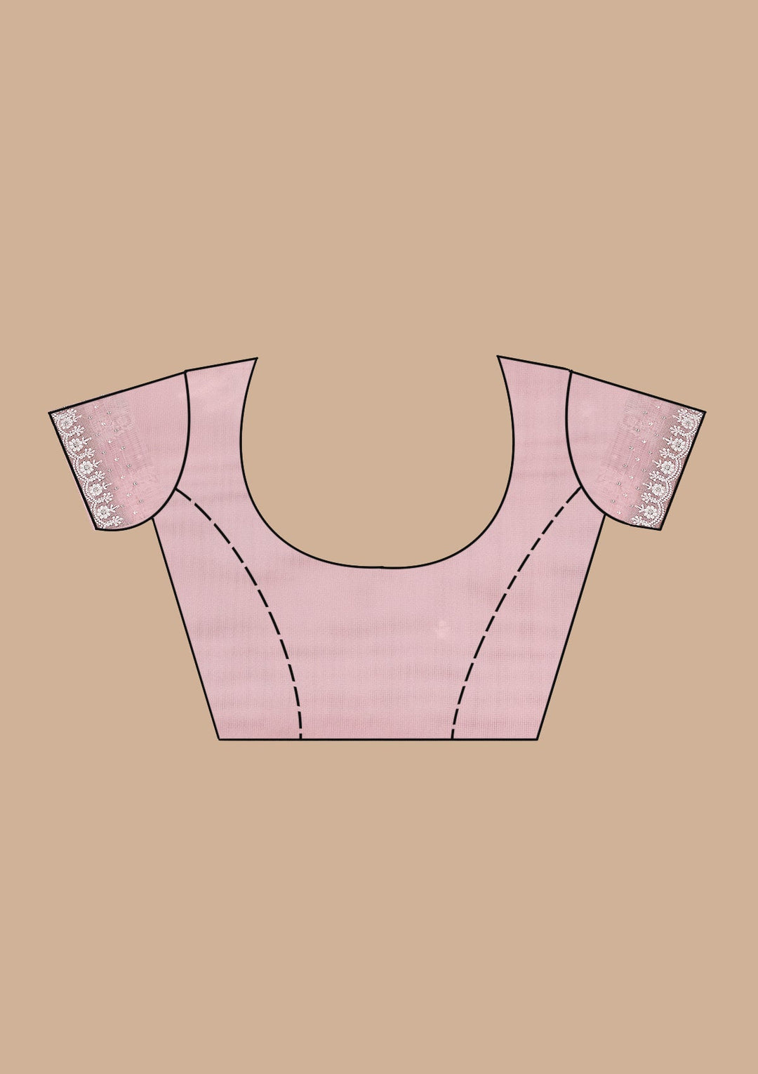 Peach Threadwork Tissue Saree-Koskii