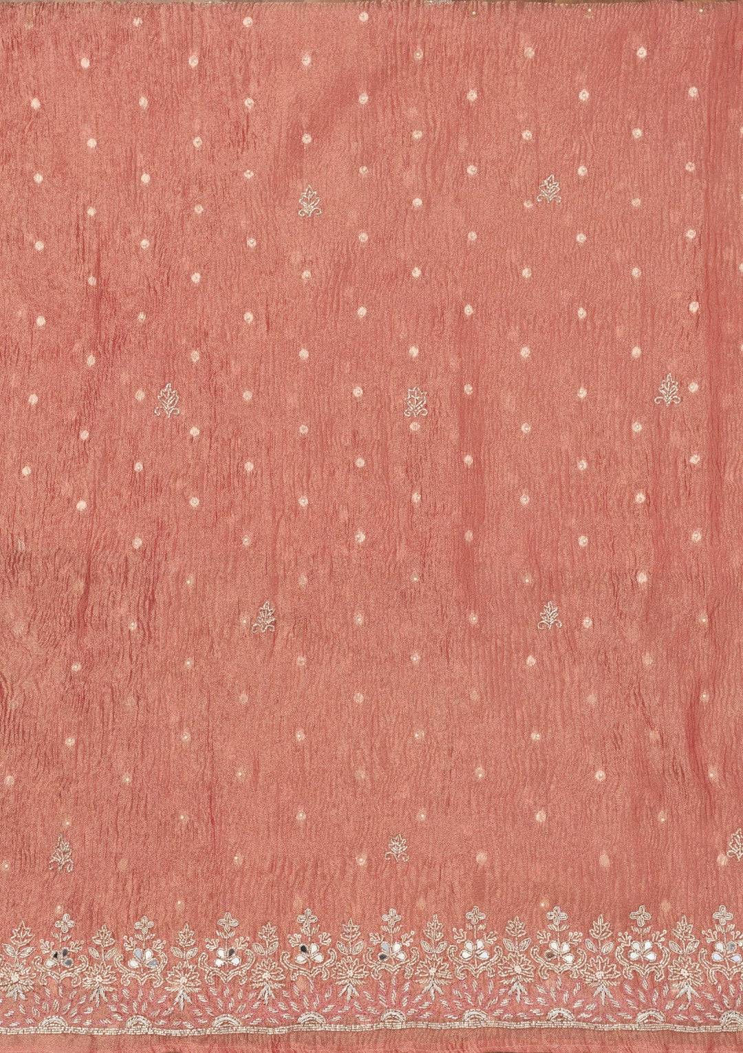 Peach Zardosi Tissue Unstitched Salwar Suit-Koskii