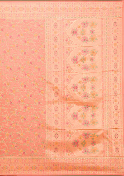 Peach Zariwork Art Silk Saree-Koskii