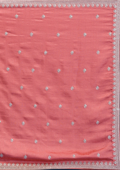Peach Zariwork Art Silk Readymade Salwar Suit-Koskii