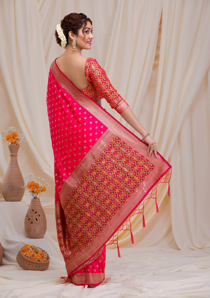 Peach Zariwork Art Silk Saree-Koskii