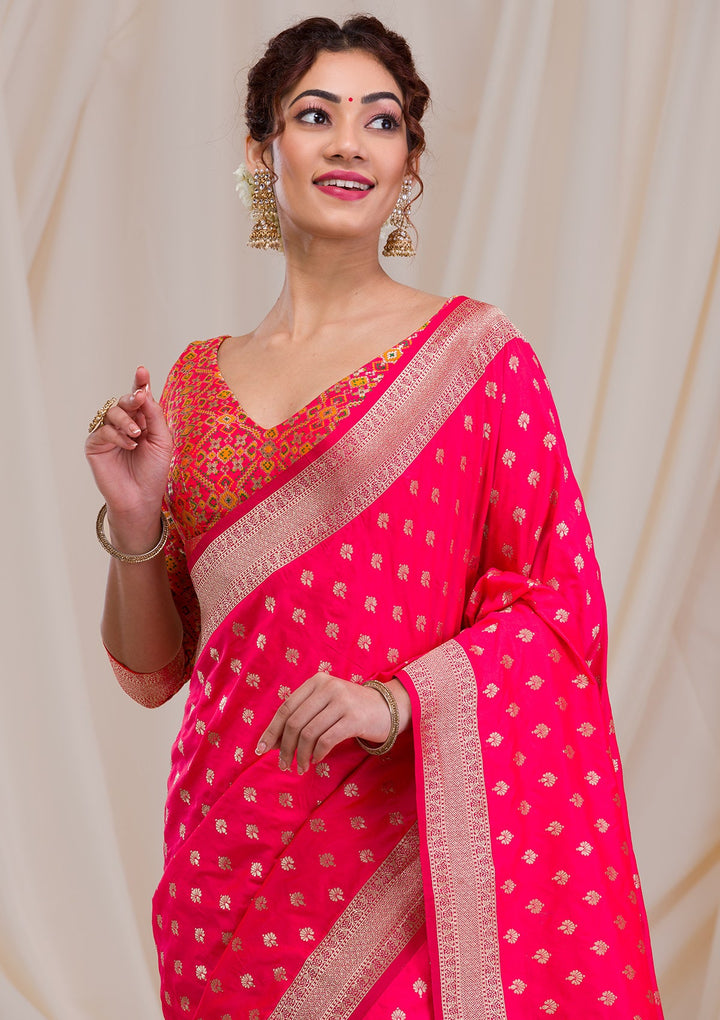 Peach Zariwork Art Silk Saree-Koskii