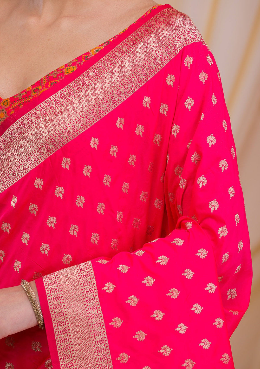 Peach Zariwork Art Silk Saree-Koskii