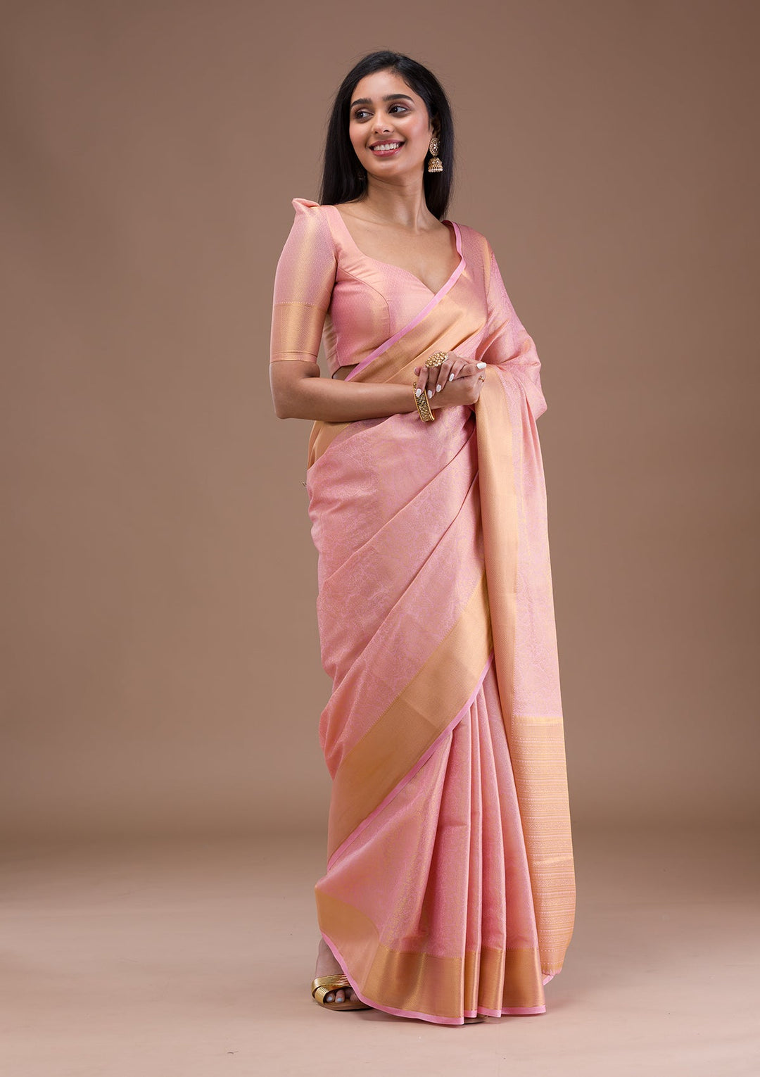 Mehendi Zariwork Crepe Designer Saree-Koskii