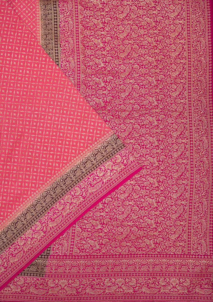 Peach Zariwork Pure Silk Saree