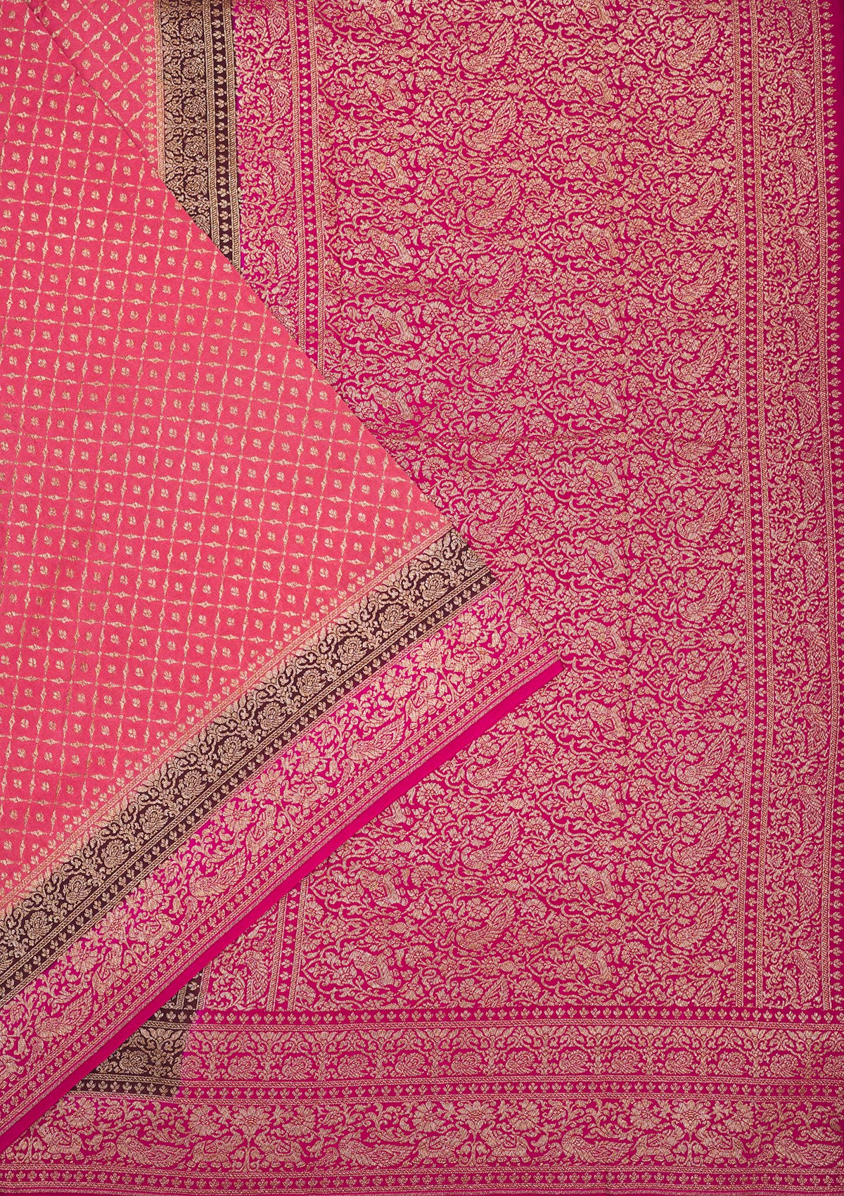 Peach Zariwork Art Silk Saree