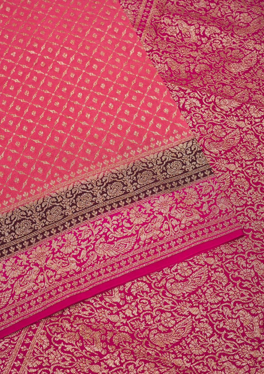 Peach Zariwork Pure Silk Saree