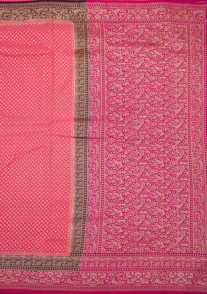Peach Zariwork Pure Silk Saree