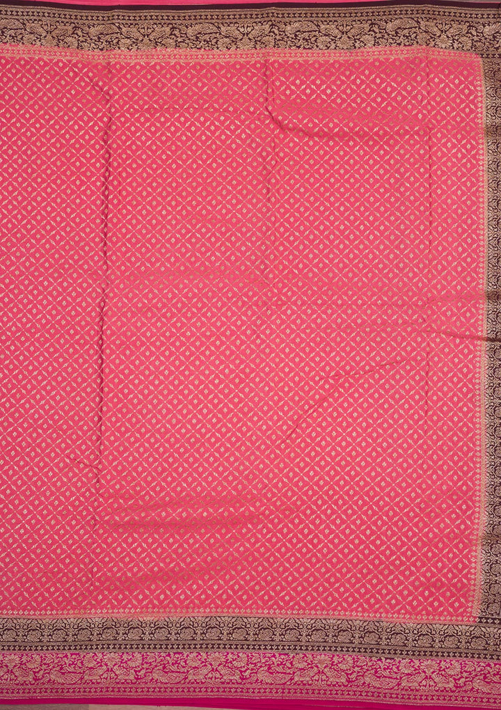 Peach Zariwork Pure Silk Saree