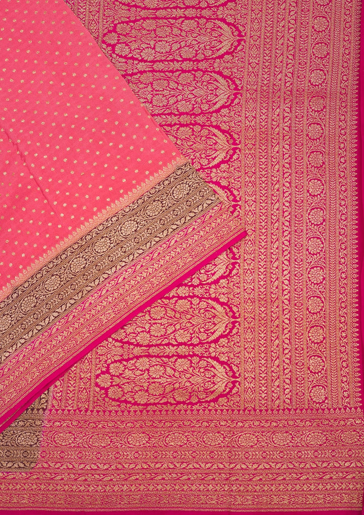 Peach Zariwork Pure Silk Saree