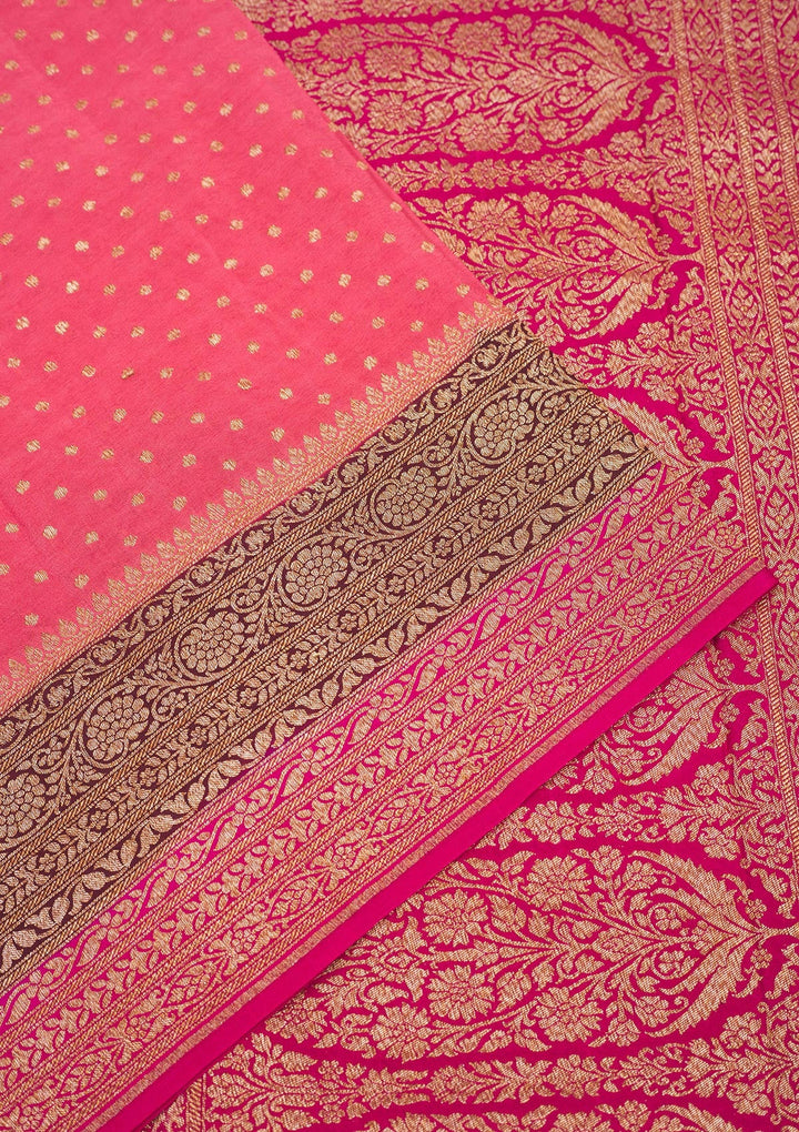 Peach Zariwork Pure Silk Saree