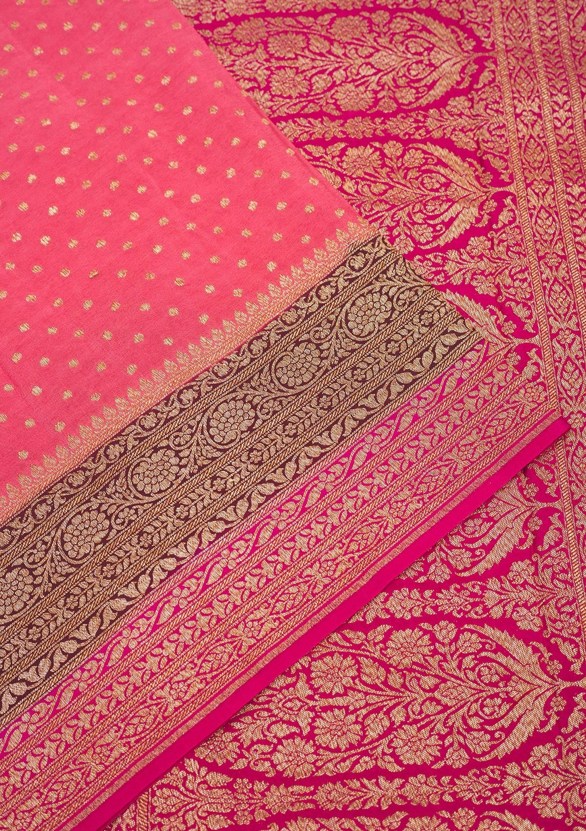 Peach Zariwork Art Silk Saree