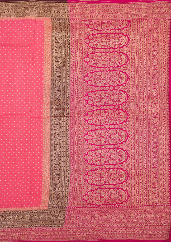Peach Zariwork Pure Silk Saree