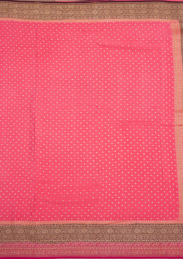 Peach Zariwork Pure Silk Saree