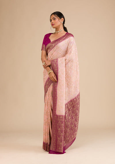 Peach Zariwork Georgette Saree-Koskii