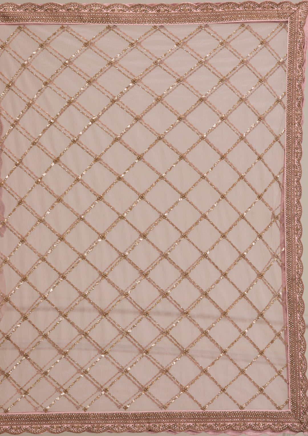 Peach Zariwork Net Readymade Lehenga-Koskii