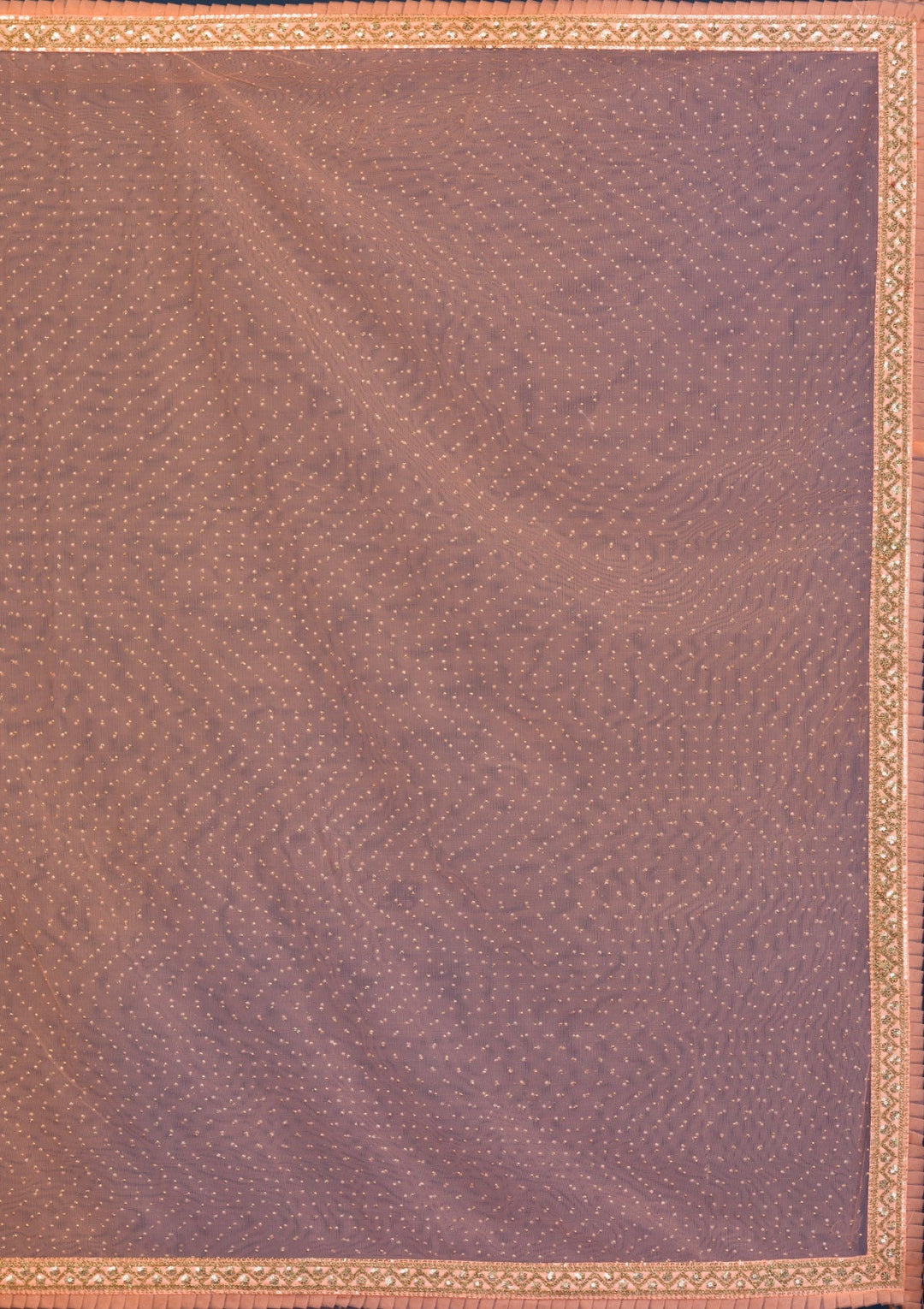 Peach Zariwork Net Saree-Koskii