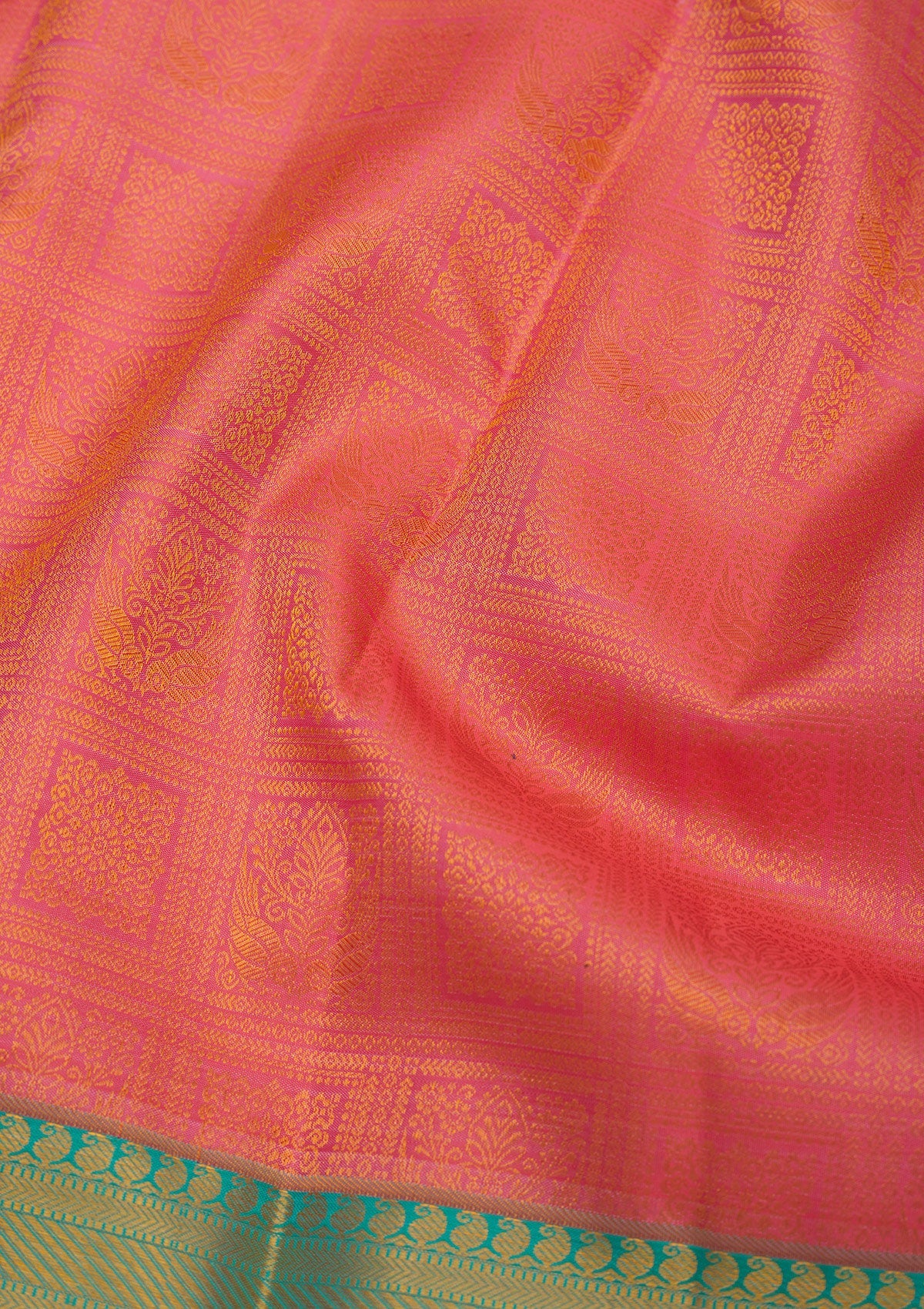 Peach Zariwork Pure Silk Saree-Koskii