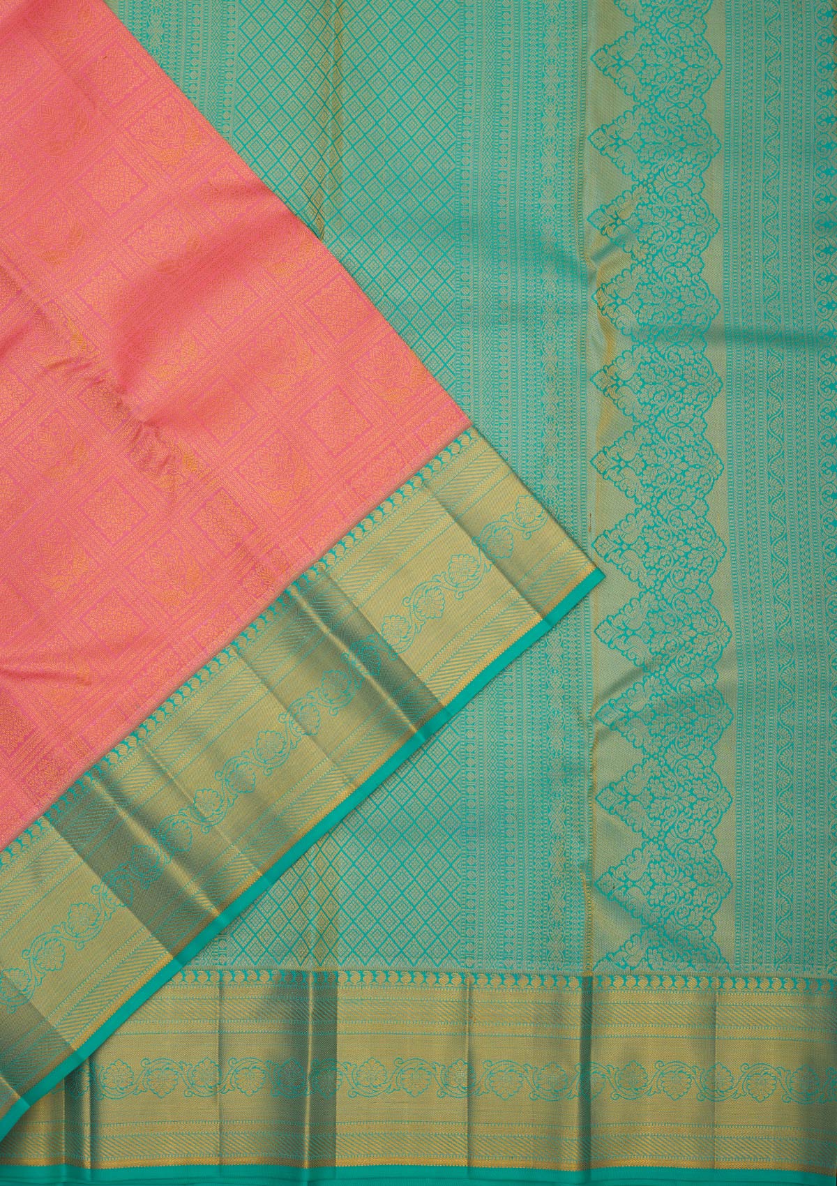 Peach Zariwork Pure Silk Saree-Koskii