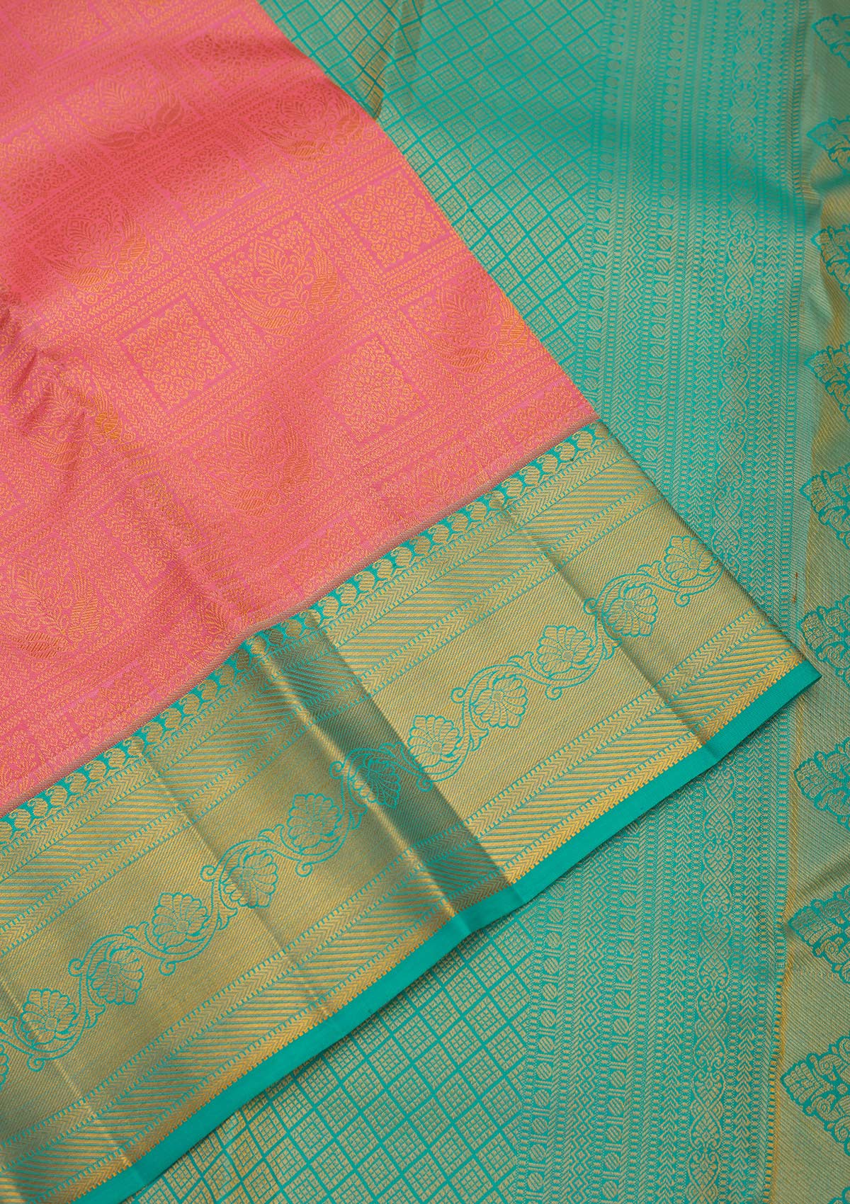 Peach Zariwork Pure Silk Saree-Koskii