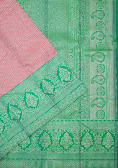 Peach Zariwork Pure Silk Saree-Koskii