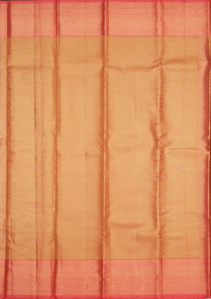 Peach Zariwork Pure Silk Saree-Koskii