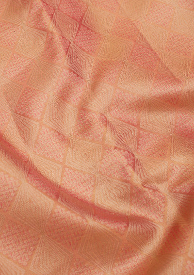 Peach Zariwork Pure Silk Saree-Koskii