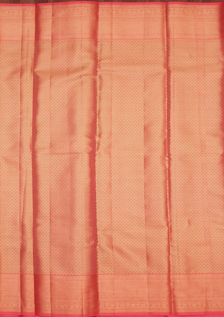 Peach Zariwork Pure Silk Saree-Koskii