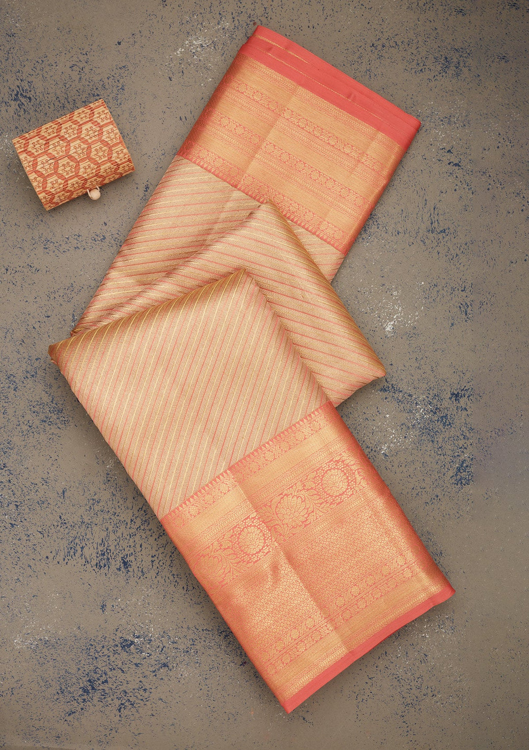 Peach Zariwork Pure Silk Saree-Koskii