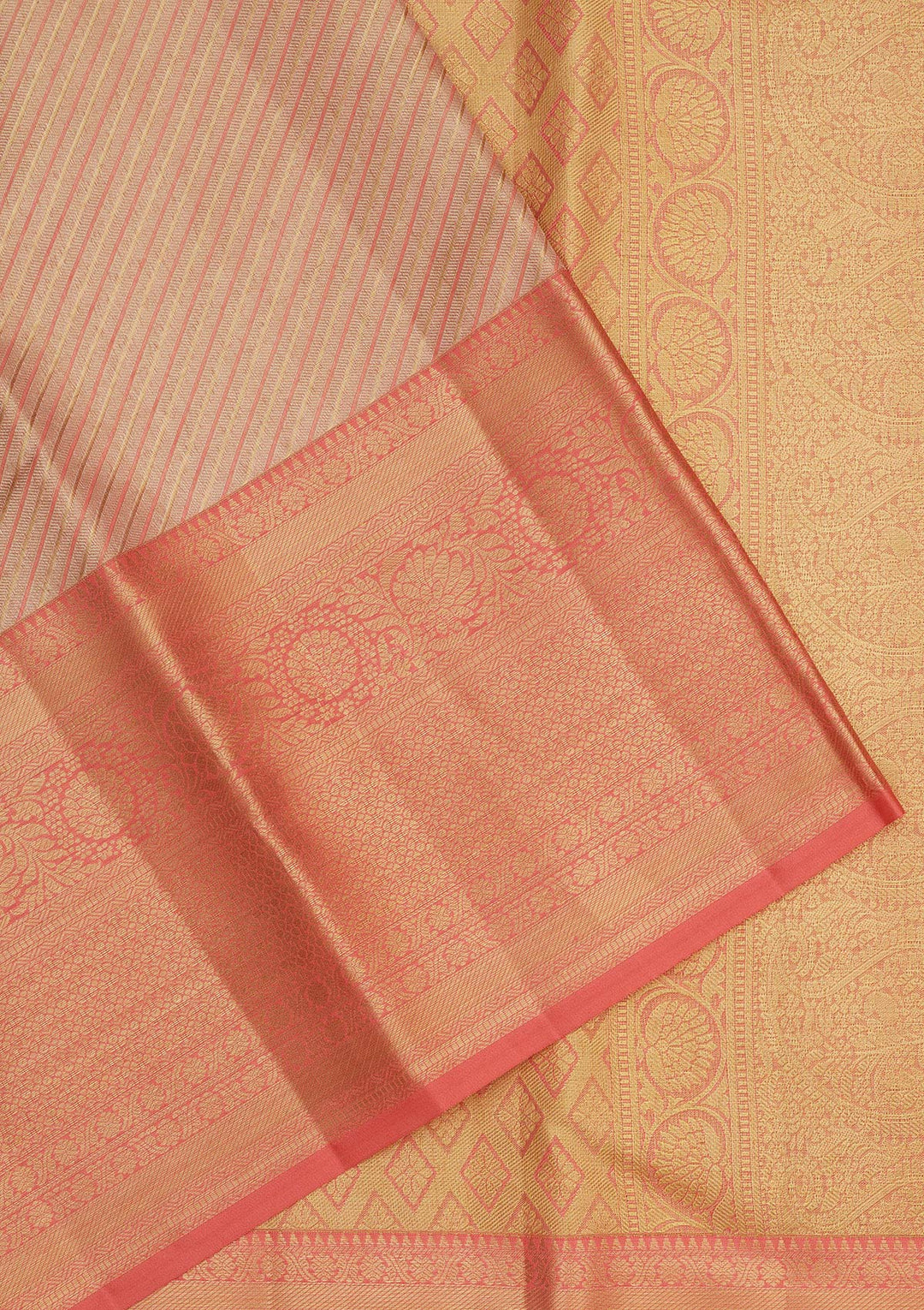 Peach Zariwork Pure Silk Saree-Koskii