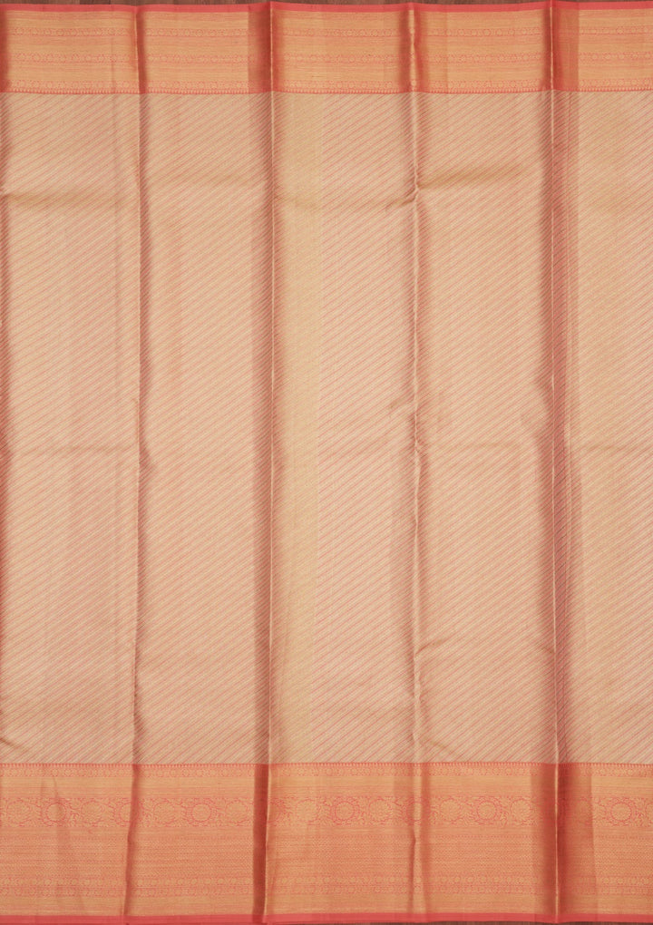 Peach Zariwork Pure Silk Saree-Koskii