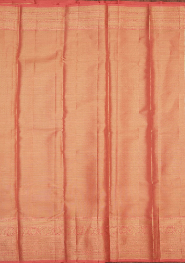 Peach Zariwork Pure Silk Saree-Koskii