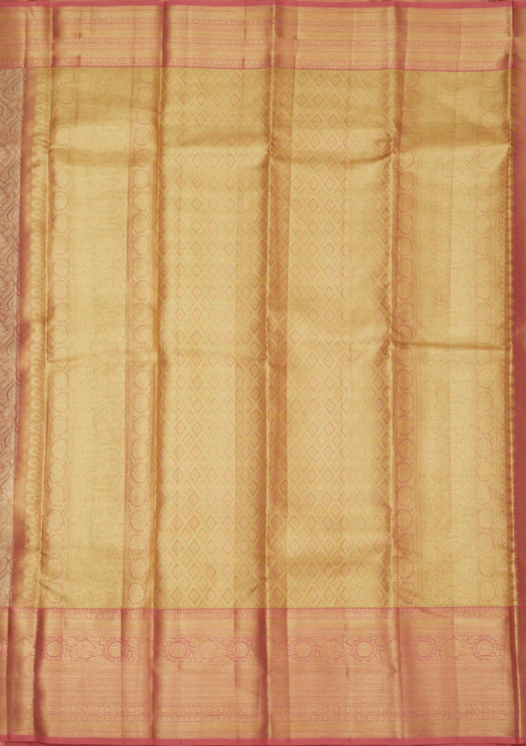Peach Zariwork Pure Silk Saree-Koskii