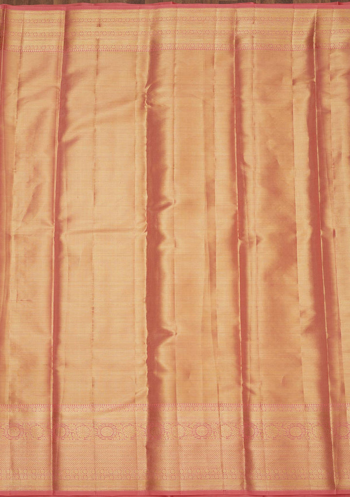 Peach Zariwork Pure Silk Saree-Koskii