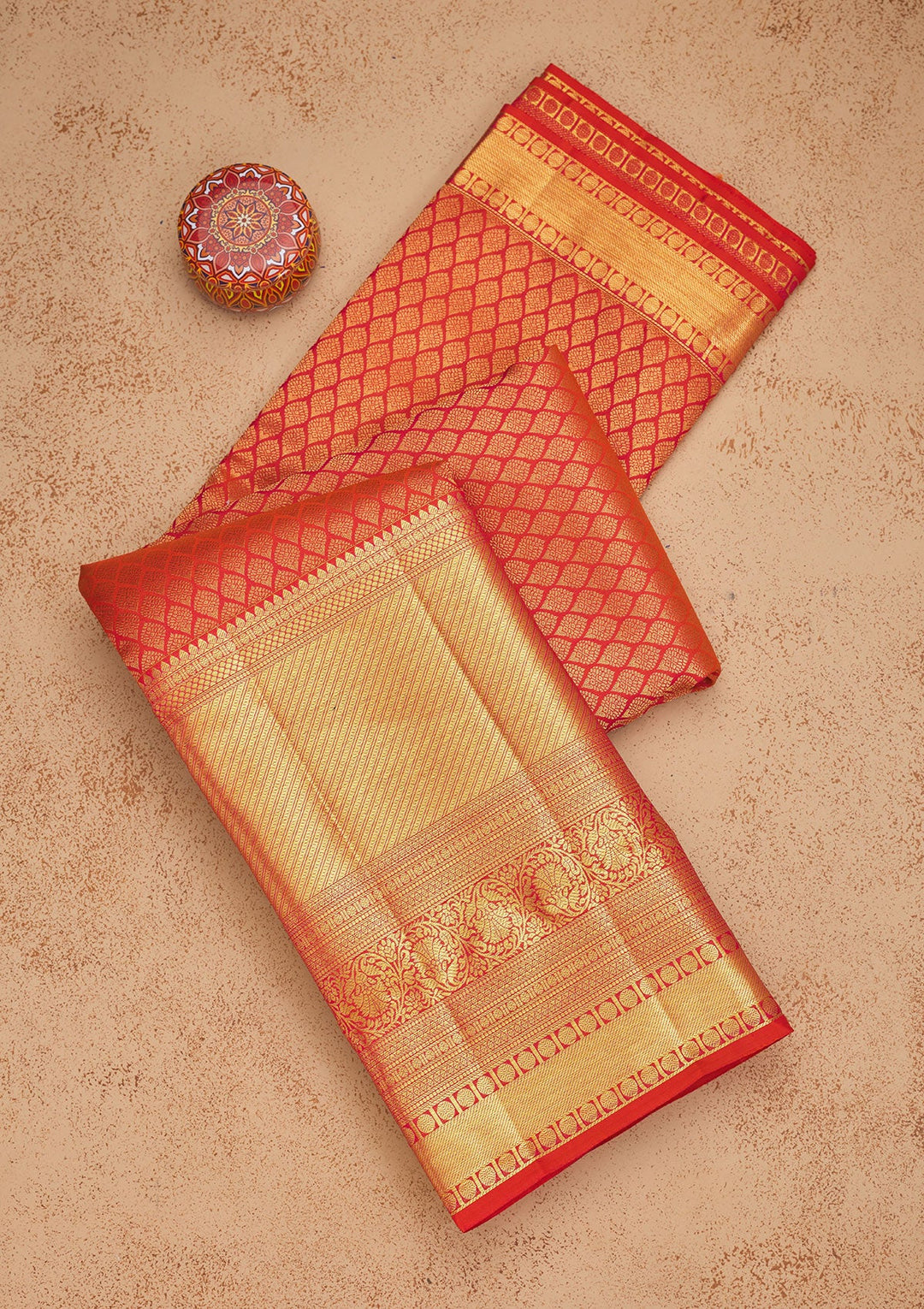Peach Zariwork Pure Silk Saree-Koskii