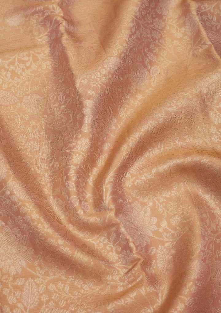 Peach Zariwork Pure Silk Saree-Koskii