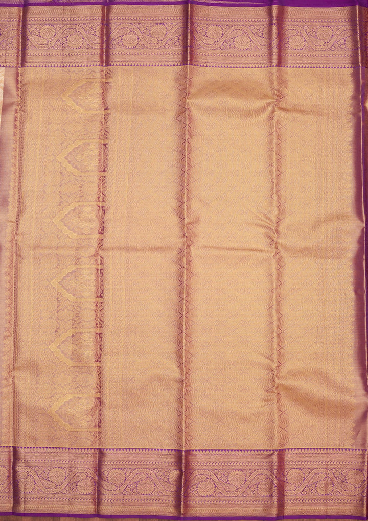 Peach Zariwork Pure Silk Saree-Koskii