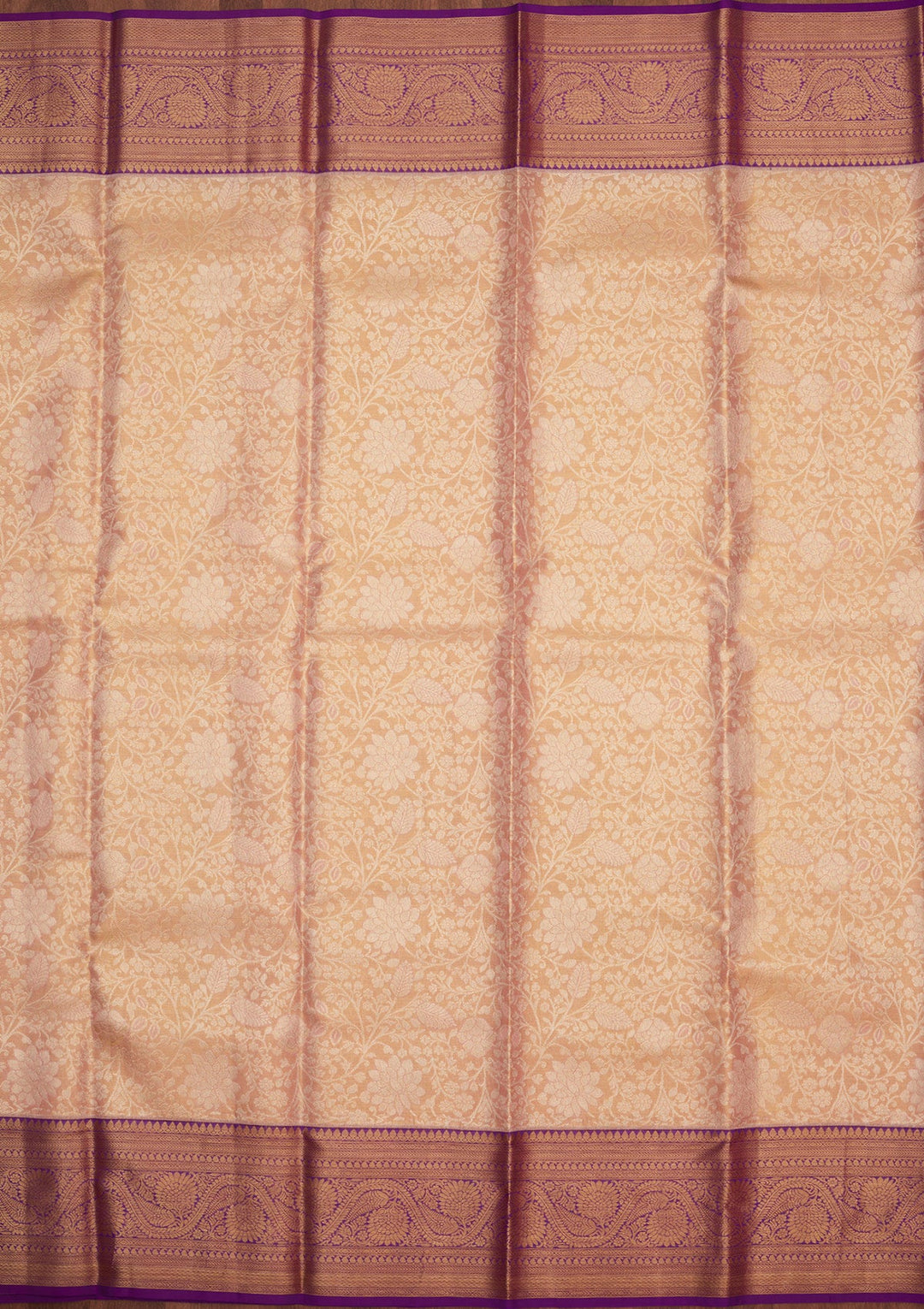 Peach Zariwork Pure Silk Saree-Koskii