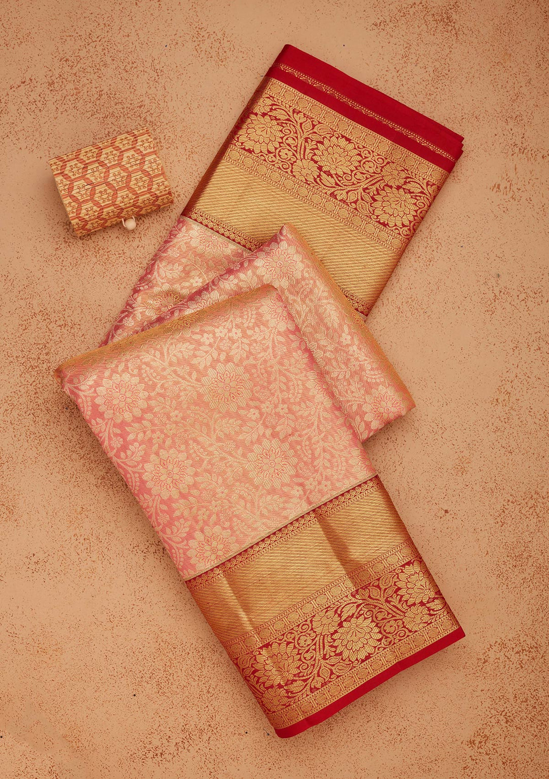 Peach Zariwork Pure Silk Saree-Koskii