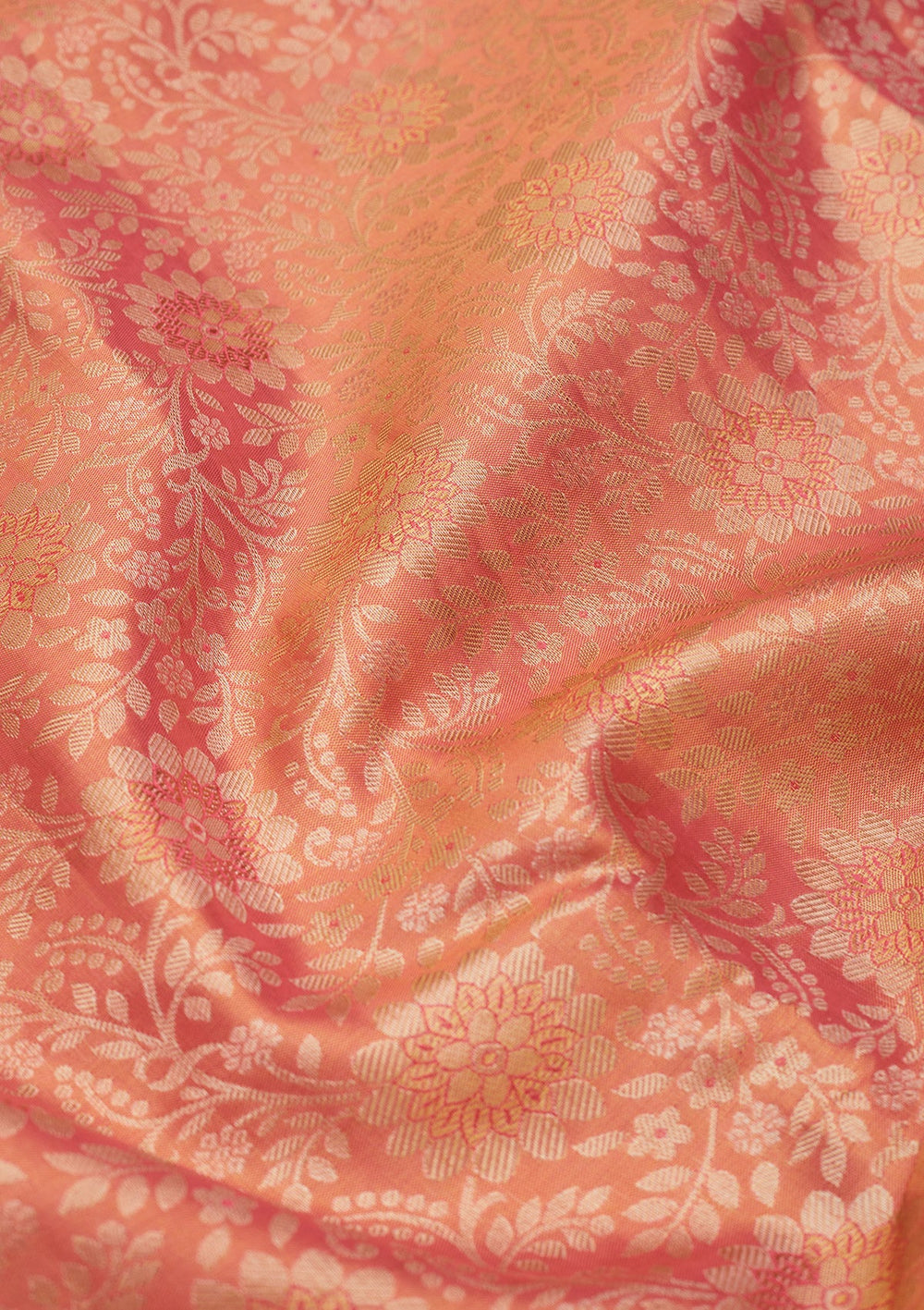Peach Zariwork Pure Silk Saree-Koskii