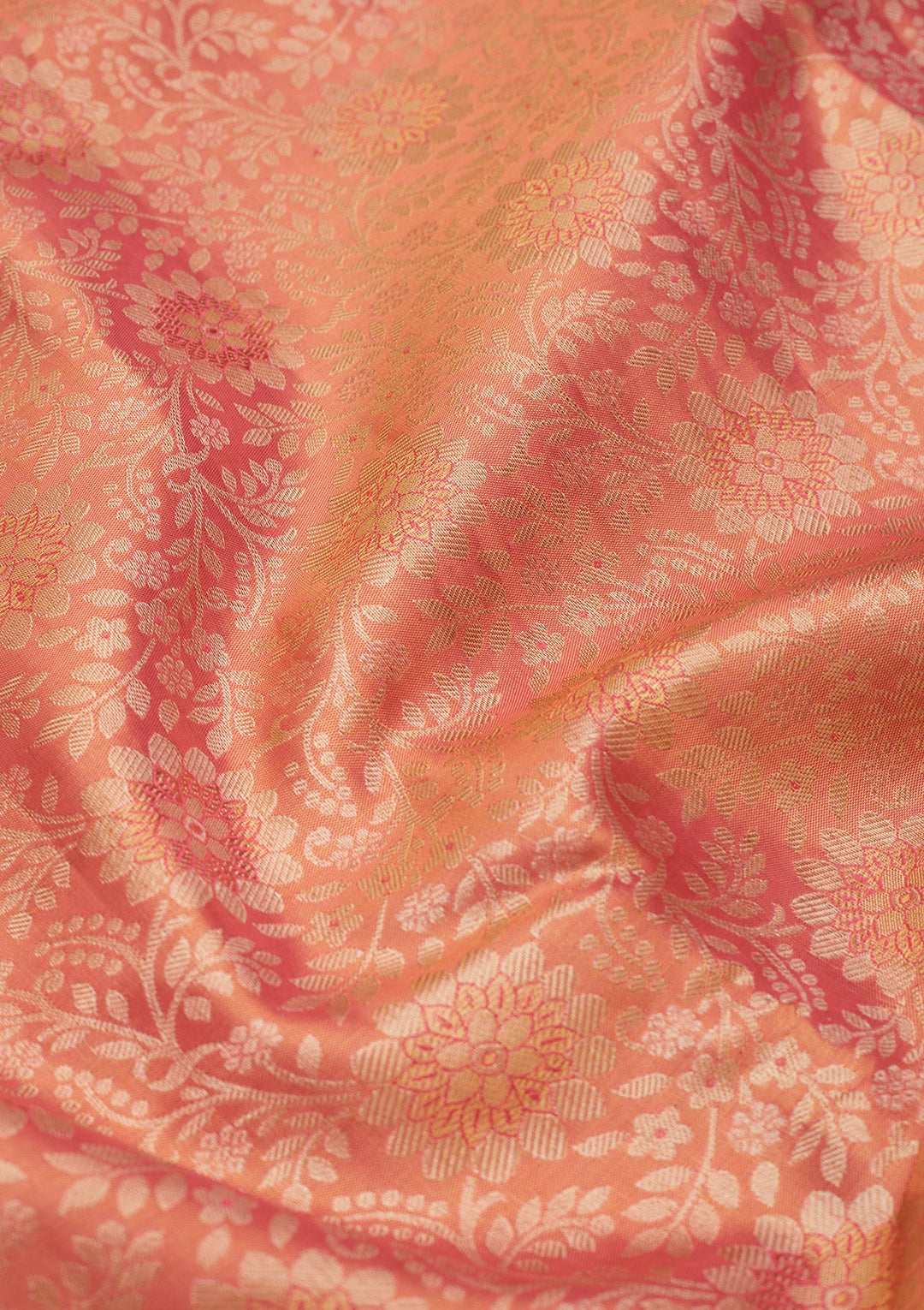 Peach Zariwork Pure Silk Saree-Koskii