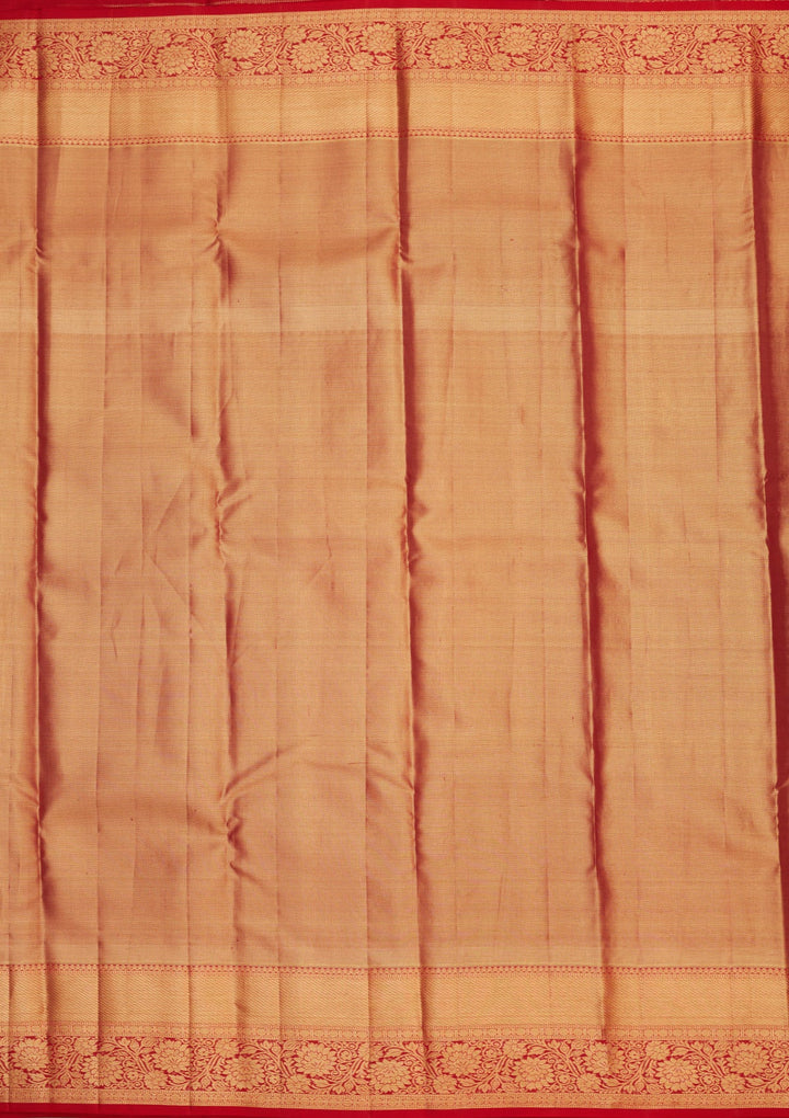 Peach Zariwork Pure Silk Saree-Koskii