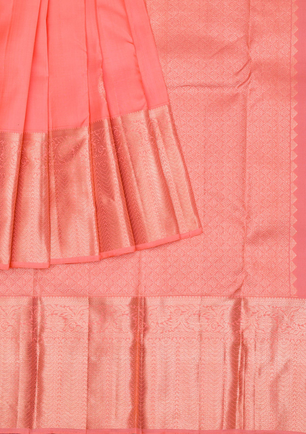 Peach Gold Zariwork Pure Silk Saree - Koskii