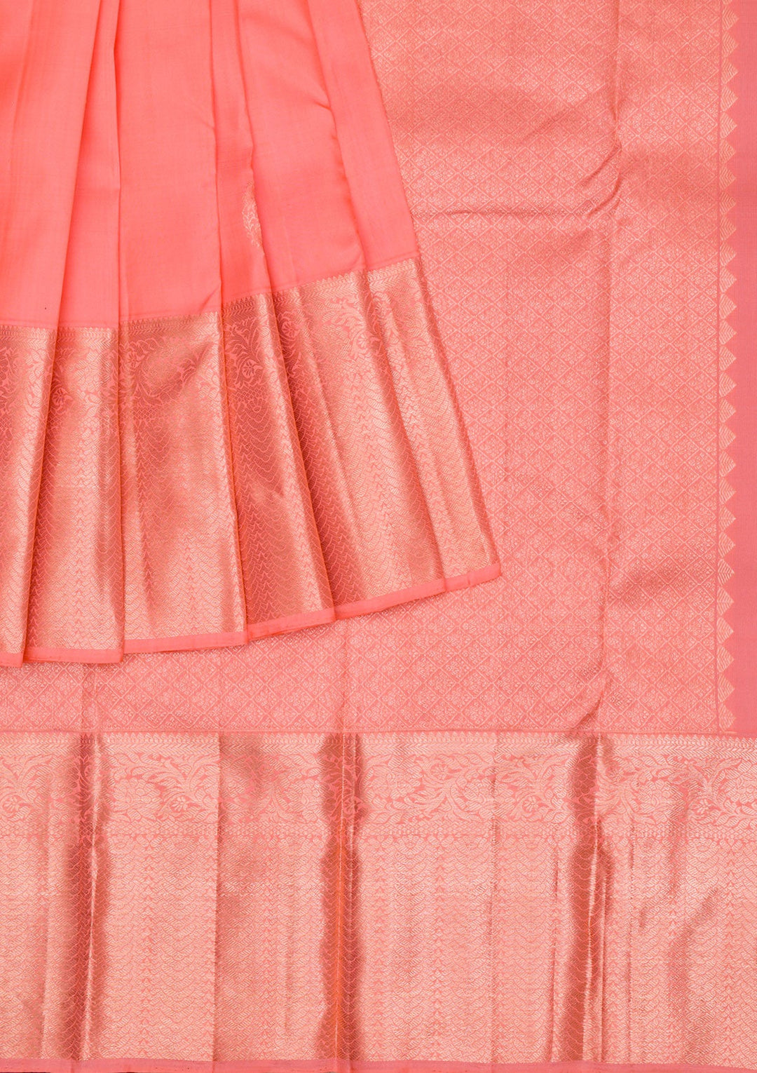 Peach Gold Zariwork Pure Silk Saree - Koskii