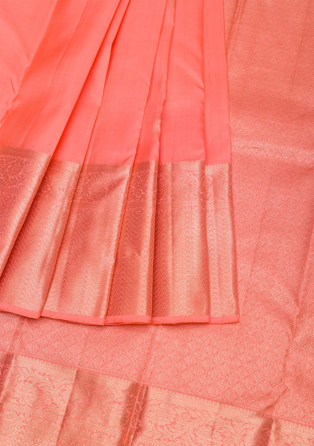 Peach Gold Zariwork Pure Silk Saree - Koskii