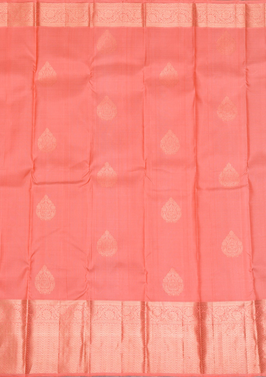 Peach Gold Zariwork Pure Silk Saree - Koskii