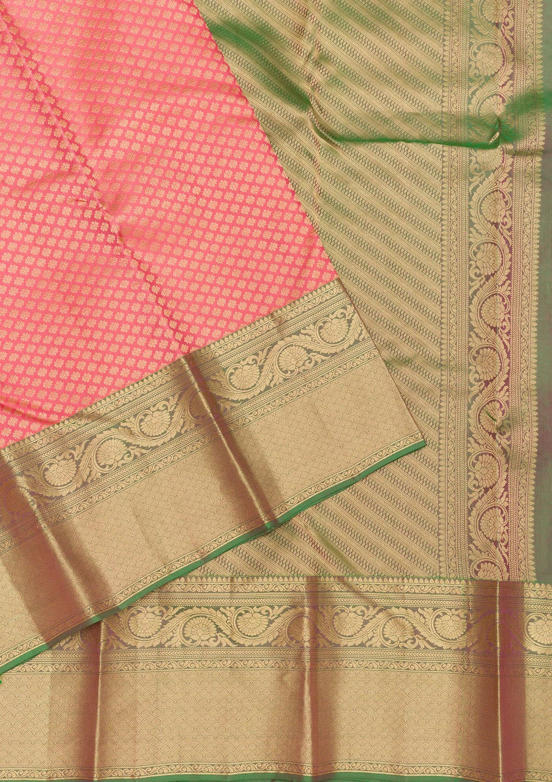 Peach Zariwork Pure Silk Saree-Koskii
